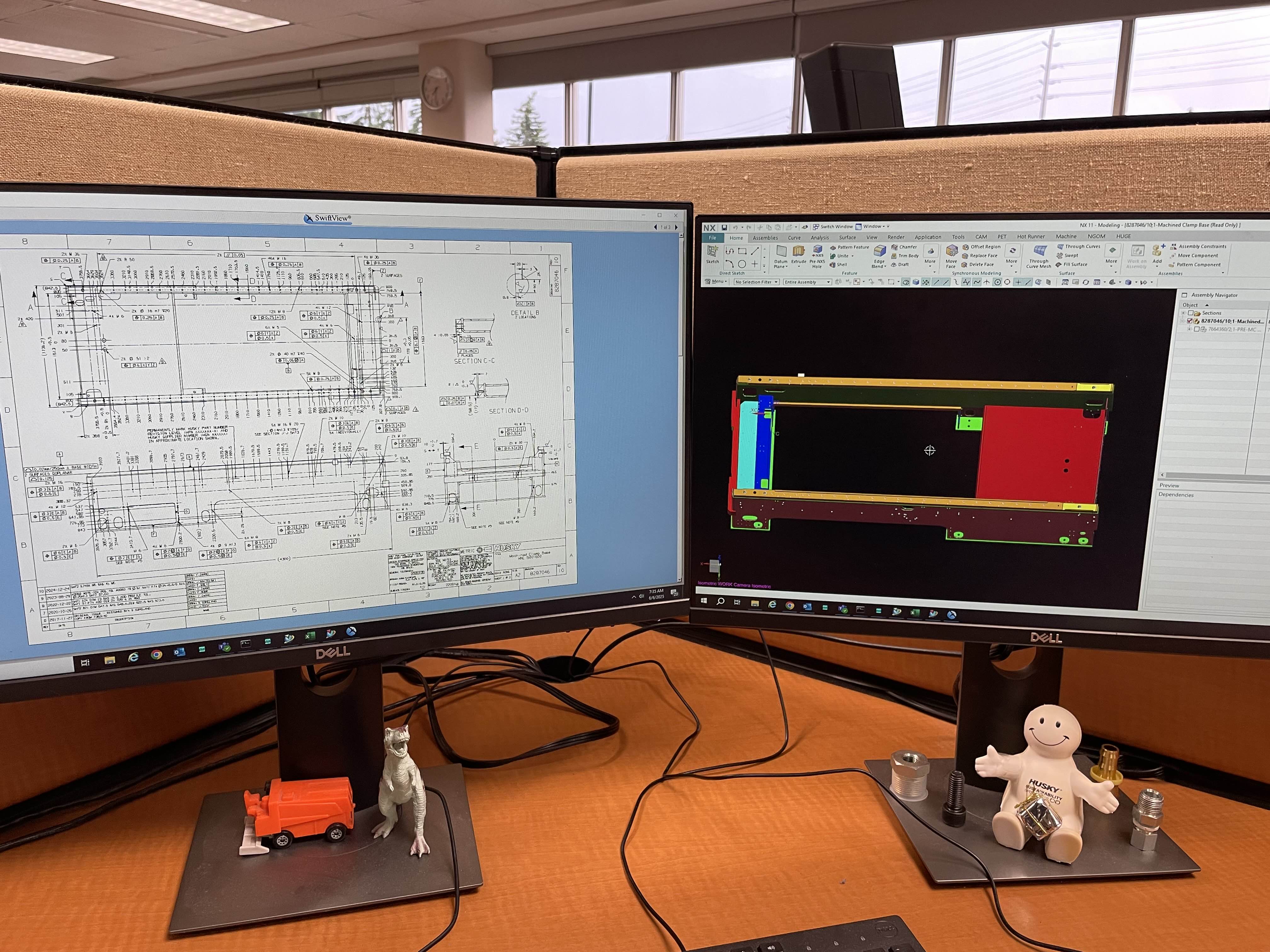 A complex CAD assembly of an injection molding machine component.